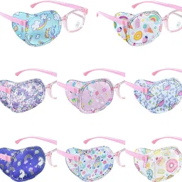 8PCS Single Lens Eye Patches for Kids Cartoon Unicorn Lazy Eye Correction Cover-image-31