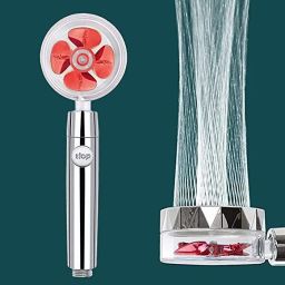 - 360 TURBO Fan ABS RED High Pressure Hand Shower for Bathroom Handheld-image-24