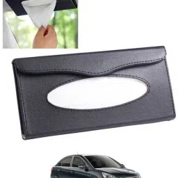 Black Leatherite Rectangle Shape Fancy Design Tissue Dispencer For Car-259 Vehicle Tissue Dispenser-15