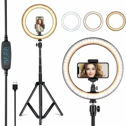 MAIPLE 10 Inches Large LED Ring Light 3 Color Mode with Tripod for YouTube, Instagram, Makeup, TikTok, Taka-Tak, Reels, Photo Video Shooting Stand Ring Flash-18