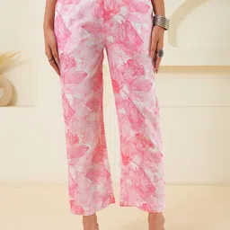 GULABOSITABO Women Floral Printed Original Regular Fit Cotton Trousers-image-75