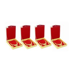 atorakushon Set of 4 Cream & Red Solid Necklace Jewellery Storage Box-image-19