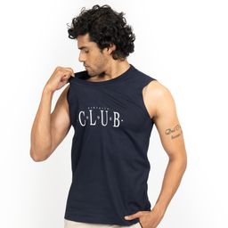 Men's Straight-Cut Crew Neck Cotton Fitness Tank Top 500 Cosmeto - Navy-image-28