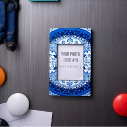 KOLOROBIA Blue & White Wooden Magnetic Wall Photo Frame-47