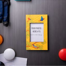 KOLOROBIA Yellow & Blue Wooden Magnetic Wall Photo Frame-52