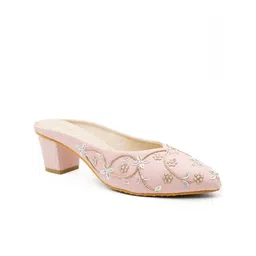 SHRIVAS BY ARCHITA MEHTA ENIGMA Embellished Ethnic Pointed Toe Block Mules image 4