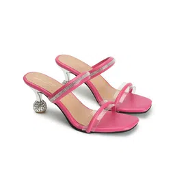 madam glorious Embellished Double Strap Block Heels image 5