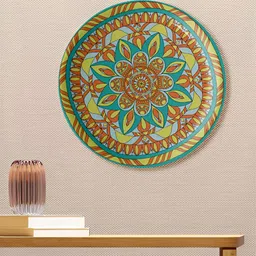 nestroots Green & Blue Printed Ceramic Round Wall Plates-image-43