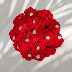 DIAN Women Red & White Floral Hair Bun Cover-image-12