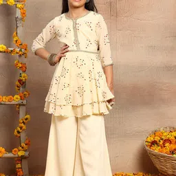 Miss Indya Girls Floral Printed Layered Kurta with Palazzos-image-69