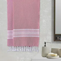 Arrabi Set of 2 Pink Striped 210 GSM Cotton Bath Towel-14