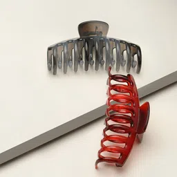 ToniQ Set of 2 Women Red & Grey Claw Clip-19