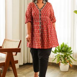 NANGALIA RUCHIRA Plus Size Printed Pure Cotton Kurta Set-picture-33