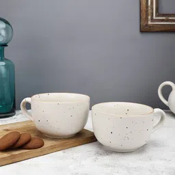 MIAH Decor Off-White 2 Pieces Printed Ceramic Matte Mugs 680 ml Each-image-57