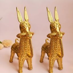Peepul Tree Gold-Toned 2 Pieces Figurine Showpiece-image-4