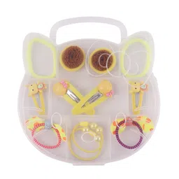 FOLIYAJ Girls 14 Pcs Yellow Fur Hair Hair Accessories with Cat Shape Storage Box-image-87