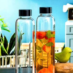 White Gold Transparent 2 Pieces Glass Water Bottles 500 ml Each-image-30