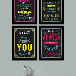 Art Street Set Of 4 Black & Yellow Motivational Quotes Digital Art Print Wall Art-16