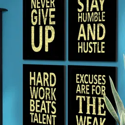Art Street Set of 4 Black & Yellow Motivational Quotes Digital Art Print-15