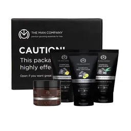 THE MAN COMPANY Charcoal Peel Off Mask-Face Wash-Face Scrub-Moisturising Cream Kit-44