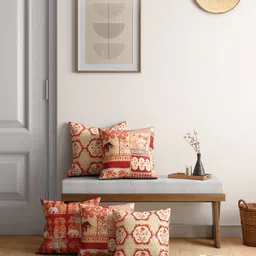 India Circus by Krsnaa Mehta Pack of 5 Velvet Square Cushion Covers-35