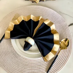 Mason Home Navy Blue & Gold-Toned 6 Pieces Pure Cotton Table Napkins-image-85