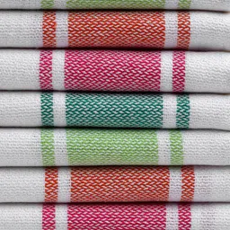 Arrabi White & Multicoloured Set Of 8 Multi Stripes Cotton Hand Towel image 3