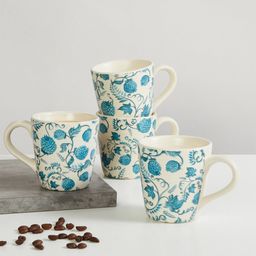 Home Centre Set of 4 White & Blue Printed Dishware safe Stoneware Mugs 240ml-image-59