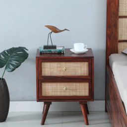 woodsworth from pepperfry Adorf Sheesham Wood Two Drawer Bedside Table In Scratch Resistant Honey Oak Finish-picture-10