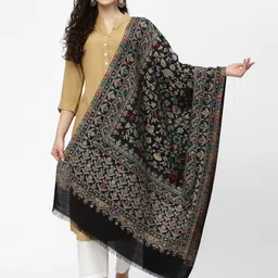 Anekaant Women Black & Red Woven Design Stole-image-65