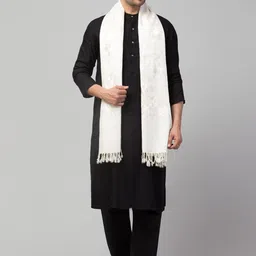 Tweedle Silk Thread Embroidered Pure Cashmelon Stole-image-18