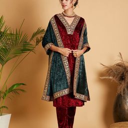 Shae by SASSAFRAS Velvet Sequinned Dupatta With Embellished Border image 1