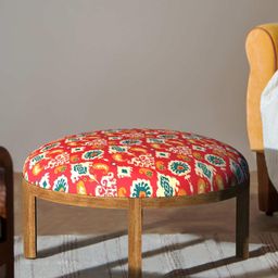 Chumbak Red Textured Bohemian Ottoman-image-81