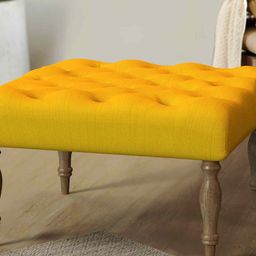 Chumbak Yellow Printed Square Ottoman-image-45