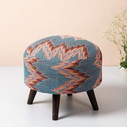 nestroots Set Of 2 Blue & Brown Printed Ottomans image 2