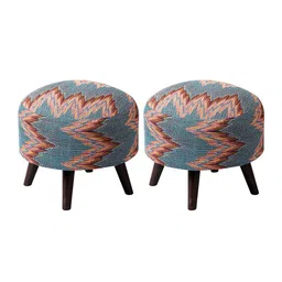 nestroots Set Of 2 Blue & Brown Printed Ottomans image 4