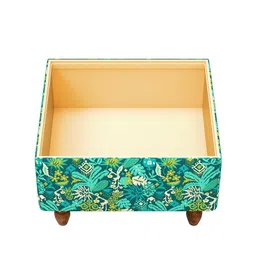 Chumbak Green & Blue Printed Rectangular Storage Ottoman image 2