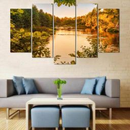 wens Velvet Laminated Nature Landscape Art Set of 5 Wall Art Panels-picture-8