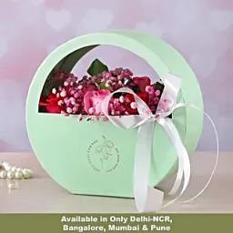 Beautiful Mixed Roses Moon Basket-image-65