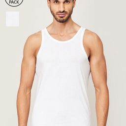 Fame Forever by Lifestyle Men White Pack of 2 Cotton Innerwear Vests-image-27