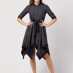 Hive91 Grey Checked Fit & Flare Dress-picture-1