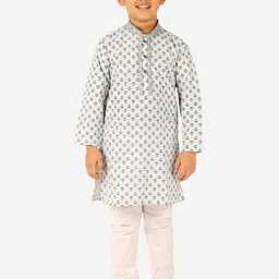 Pro-Ethic STYLE DEVELOPER Boys Ethnic Motifs Printed Pure Cotton Kurta with Pyjama Set image 1