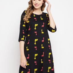Clovia Dinosaur Printed Pure Cotton Nightdress-image-9