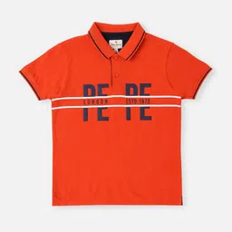 Pepe Jeans Boys Typography Printed Polo Collar Pure Cotton T-shirt-image-80
