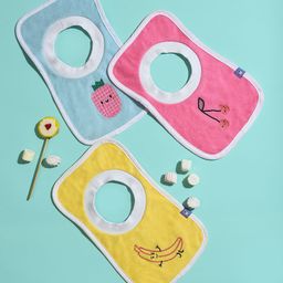 MiArcus Infants Pack Of 3 Embroidered Cotton Bibs-21