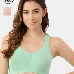 Inner Sense Green & Pink Organic Cotton Bra-19