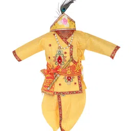 BAESD Boys Ethnic Motifs Embroidered Angrakha Pure Cotton Kurta with Dhoti Pants-image-39