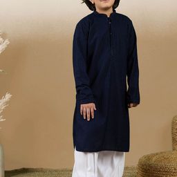Sanwara Boys Embroidered Chikankari Mandarin Collar Regular Kurta with Patiala-image-76