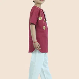 JUNITOS Floral Printed Regular Pure Cotton Straight Kurta with Pyjamas image 3