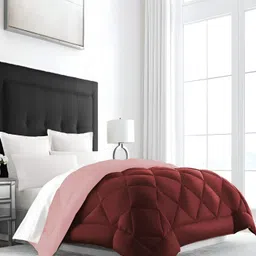 RF RELAXFEEL Maroon & Peach Geometric Heavy Winter 233 GSM Double Bed Comforter-image-49